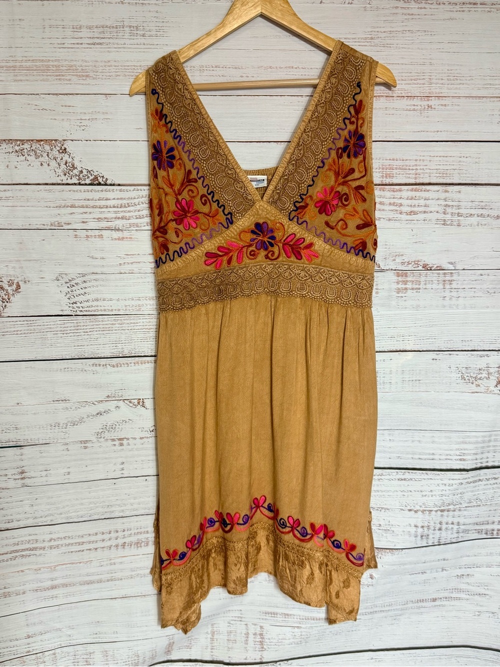 Shoreline Gold Embroidered Sleeveless Dress with Pink & Purple Accents